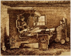 Weber med et lille barn i en høj stol af Vincent van Gogh